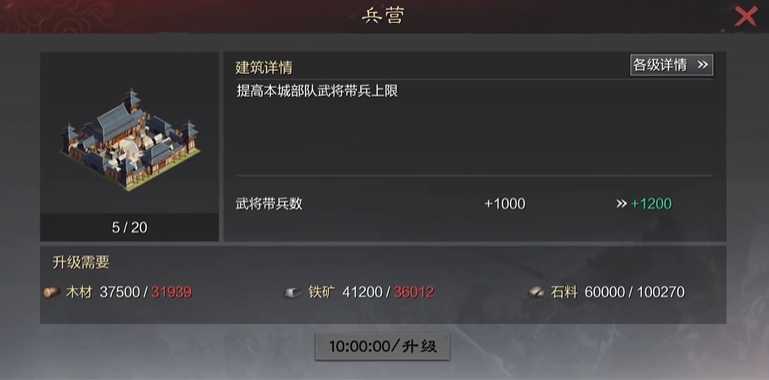 率土之滨主要升级什么设施