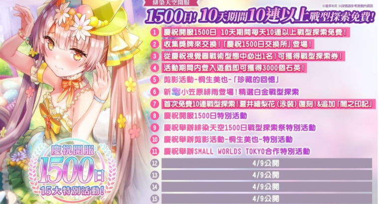 《绯染天空 Heaven Burns Red》举办各项庆祝开服1500日活动  SS灵魂共振小笠原绯雨登场